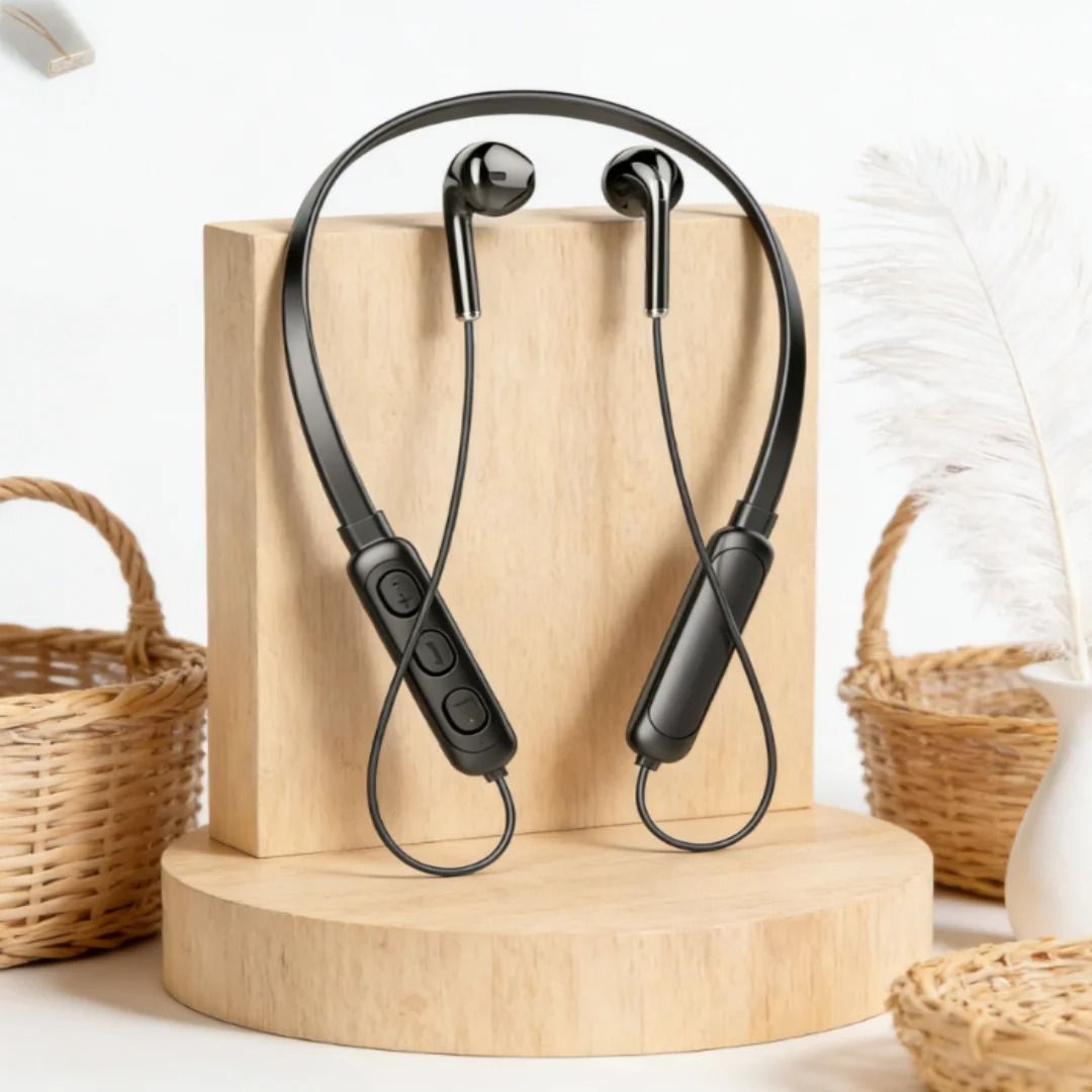 Universal Wireless Neck-Hanging Bluetooth 5.3 Stereo Headset with HD Mic and Rainproof Design