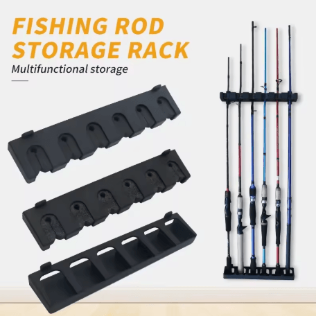 8 Rod Wall Mounted Fishing Rod Holder Modular Space Saving Storage Rack for Garage and Home