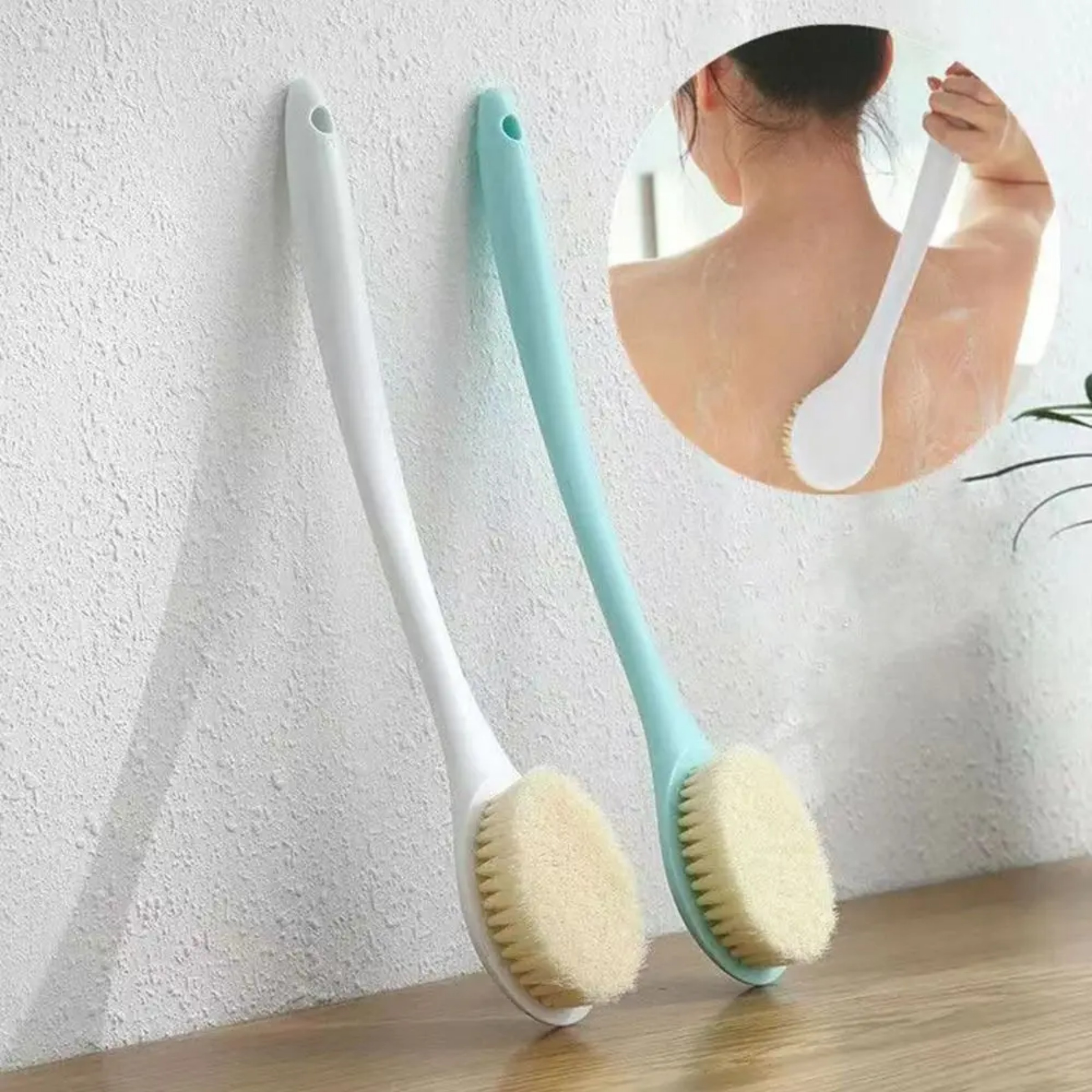 Soft Bristled Long Handled Bath Brush for Back Scrub and Mud Removal