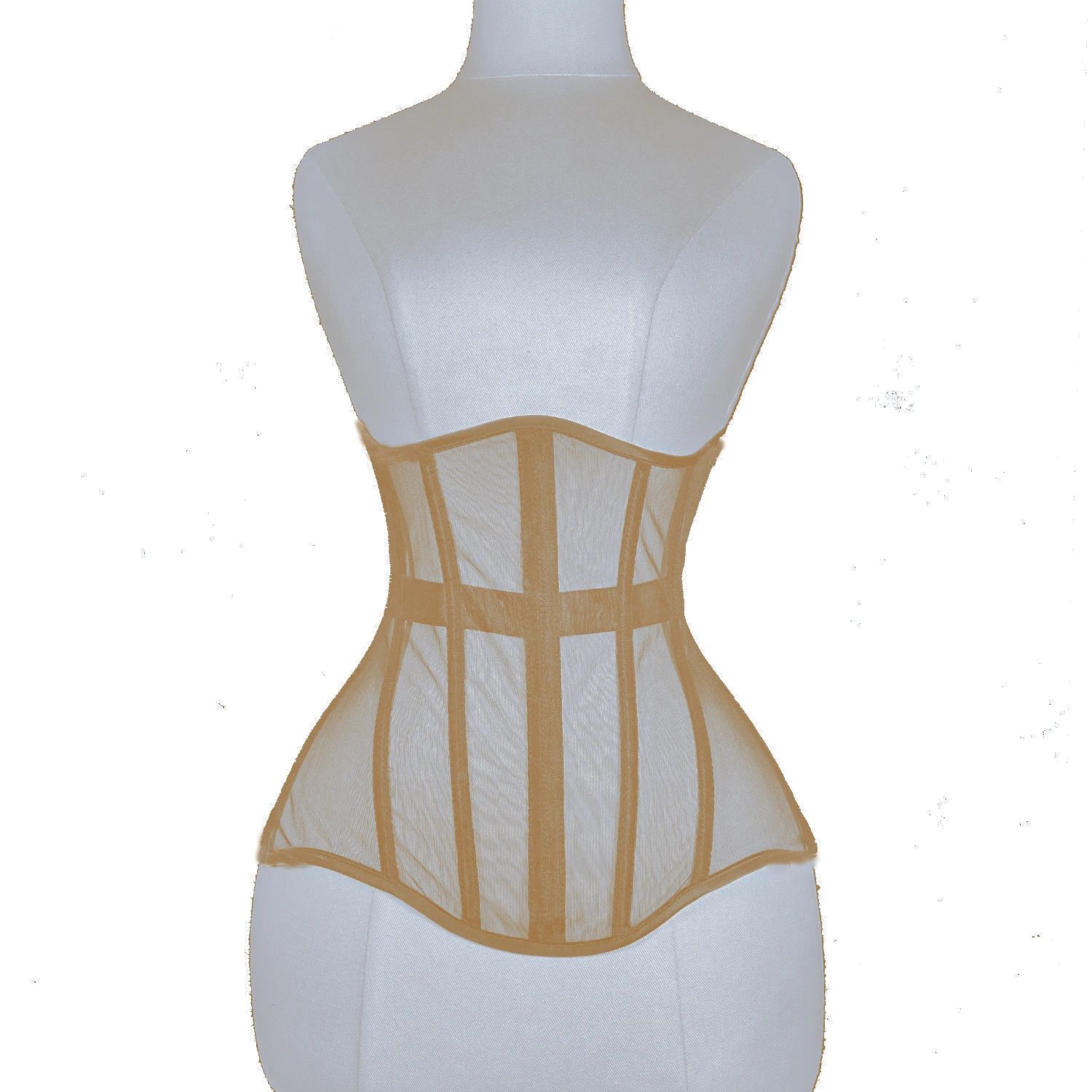 Women Steel Boned Underbust Mesh Corset – Lace-Up Waist Trainer Bustier for Shaping & Stage Costume