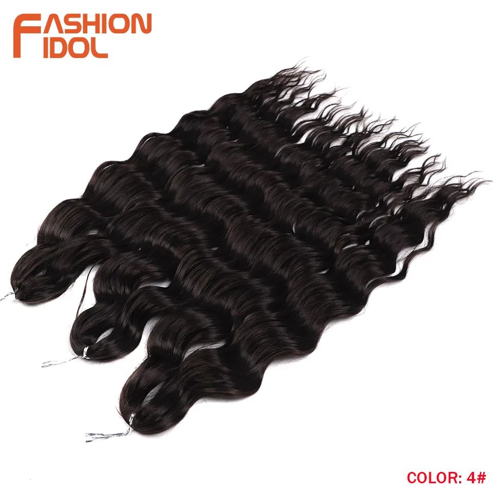 FASHION IDOL 24-Inch water wave crochet hair Extensions – Ombre Rainbow Deep-Wave Braiding Hair