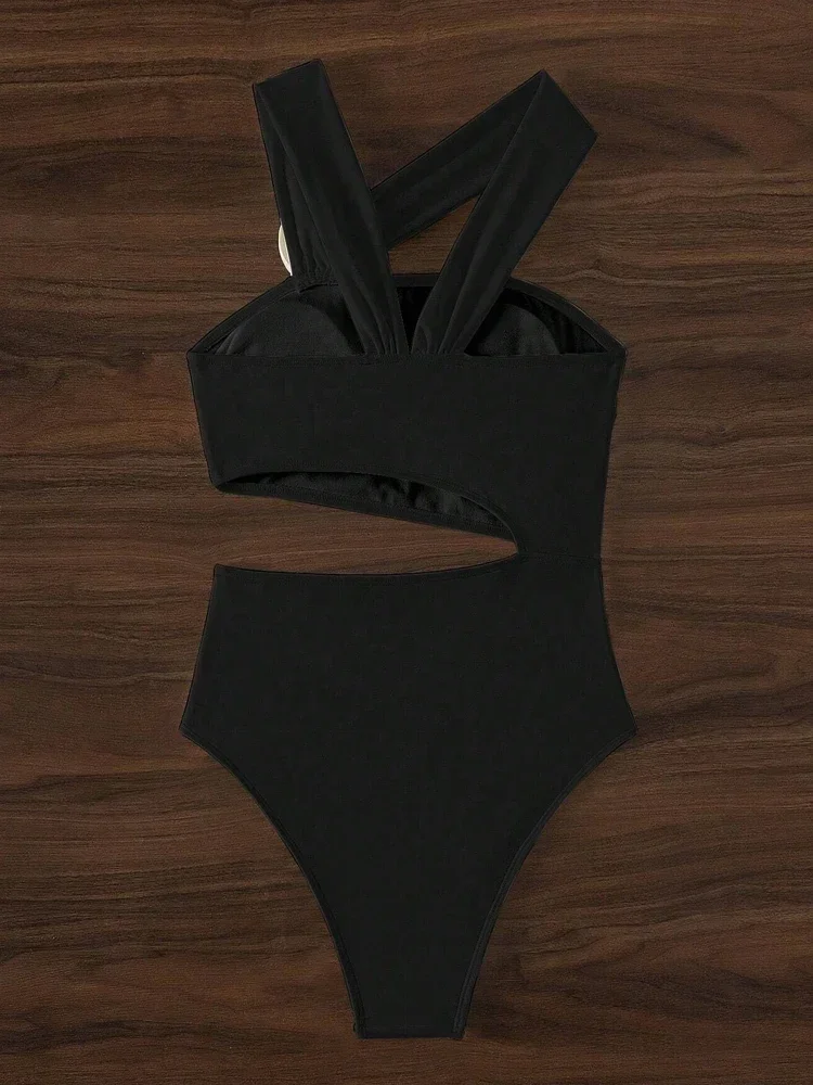 One Shoulder Push Up Cutout One Piece Swimsuit for Women