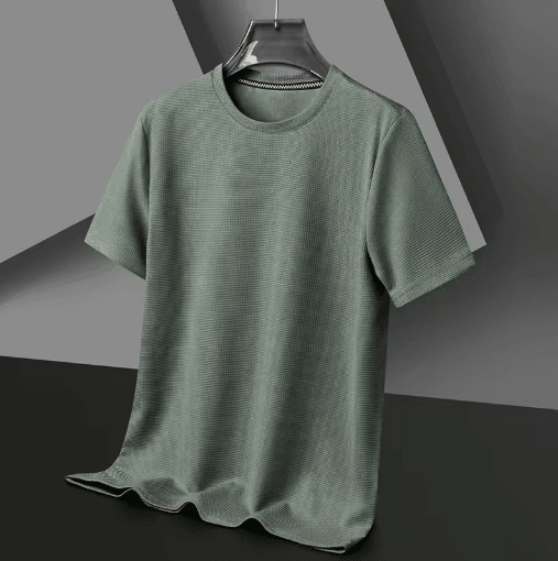 Mens Waffle Knit T Shirt Cotton Round Neck Casual Summer Top