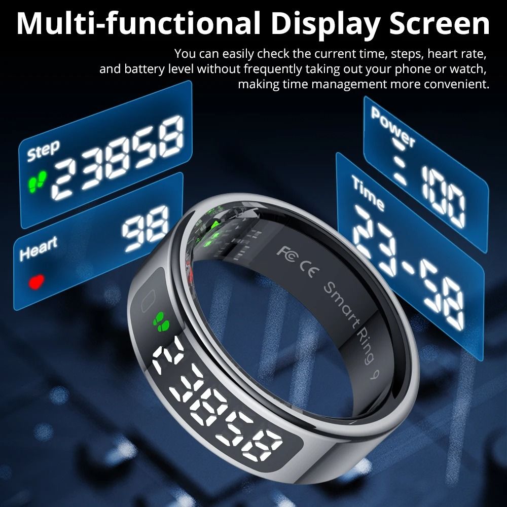 Smart Health Tracking Ring with Display and Touch Control