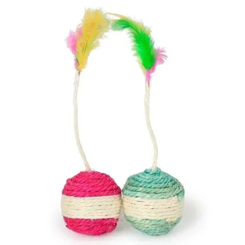 Interactive Cat Toy with Feather Ball