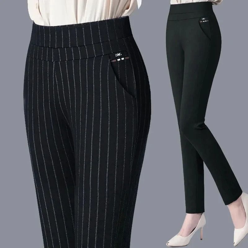 Womens Winter Pencil Pants with Plush Lining Slim Fit Stretch Leggings