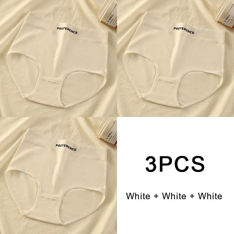 3 Pack High Waist Cotton Panties Comfortable Breathable Womens Underwear Briefs