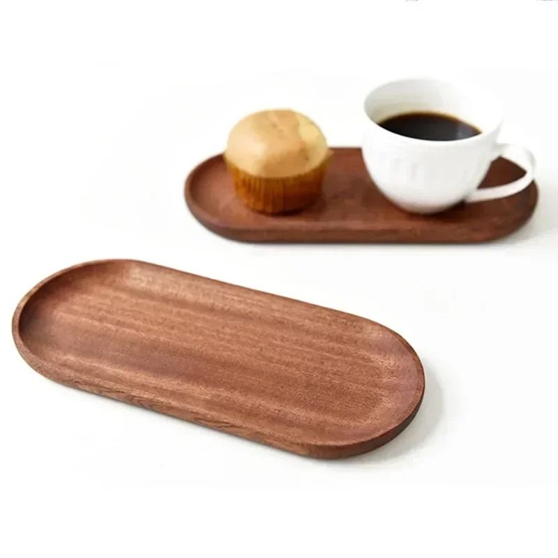 Japanese Style Rectangular Wooden Dinner Plate Walnut Wood Serving Tray