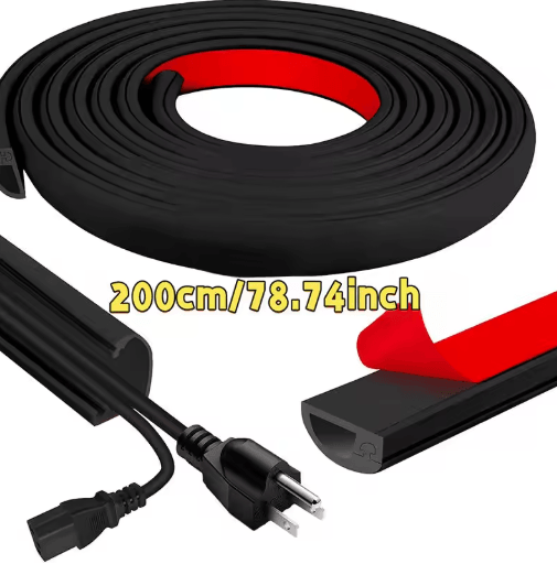 Adhesive Cable Management Channel – Invisible Wire Cover Raceway with Cap