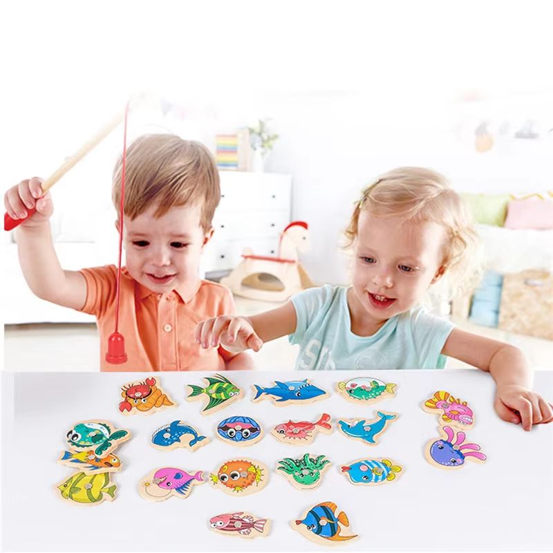 Kids magnetic fishing game Wooden Sea Animal Set (Montessori Play)