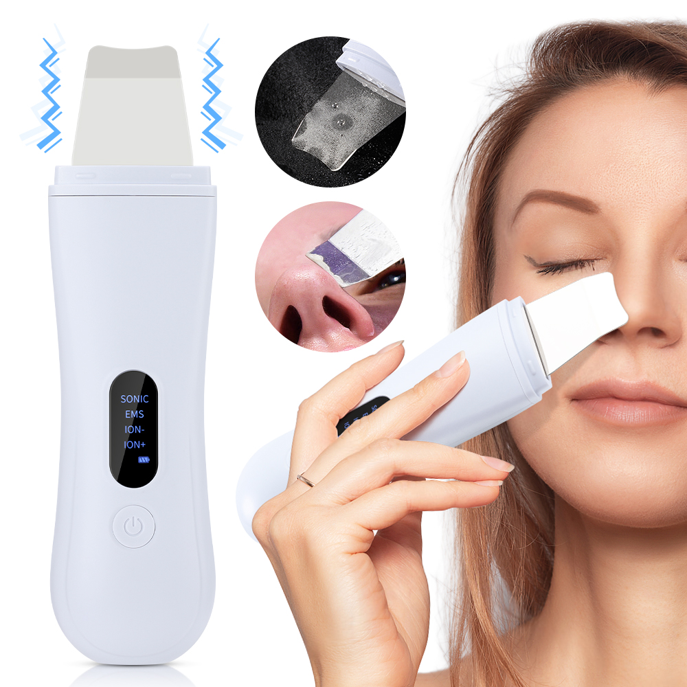 Facial Lifting Ultrasonic Cleaner, Ion Deep Face Cleaning Skin Scrubber, 4 Modes Peeling Skin Care Spatula