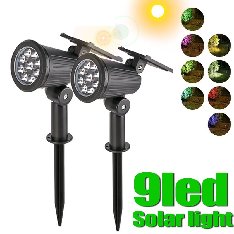 Adjustable LED Solar Spotlight, IP65 Waterproof Outdoor Wall & Ground Landscape Lighting