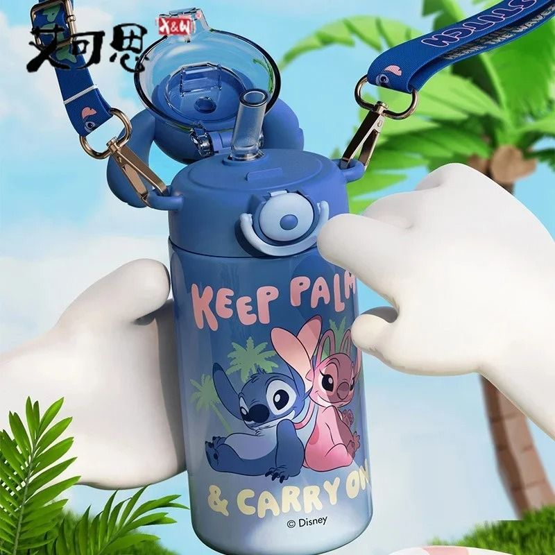 Disney Stitch 600ml Cartoon Thermos Cup – Large Capacity Stainless Steel Insulated Water Bottle