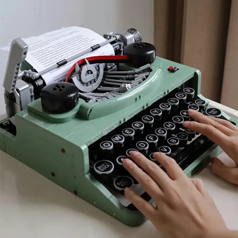 Collectible Ideas Typewriter Building Blocks Set Retro Model Toys for Adults Unique Home Decoration Children Gift