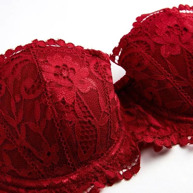 ChicAllure French Lace Half Cup Push-Up Bra – Deep V Seamless Underwire Bralette