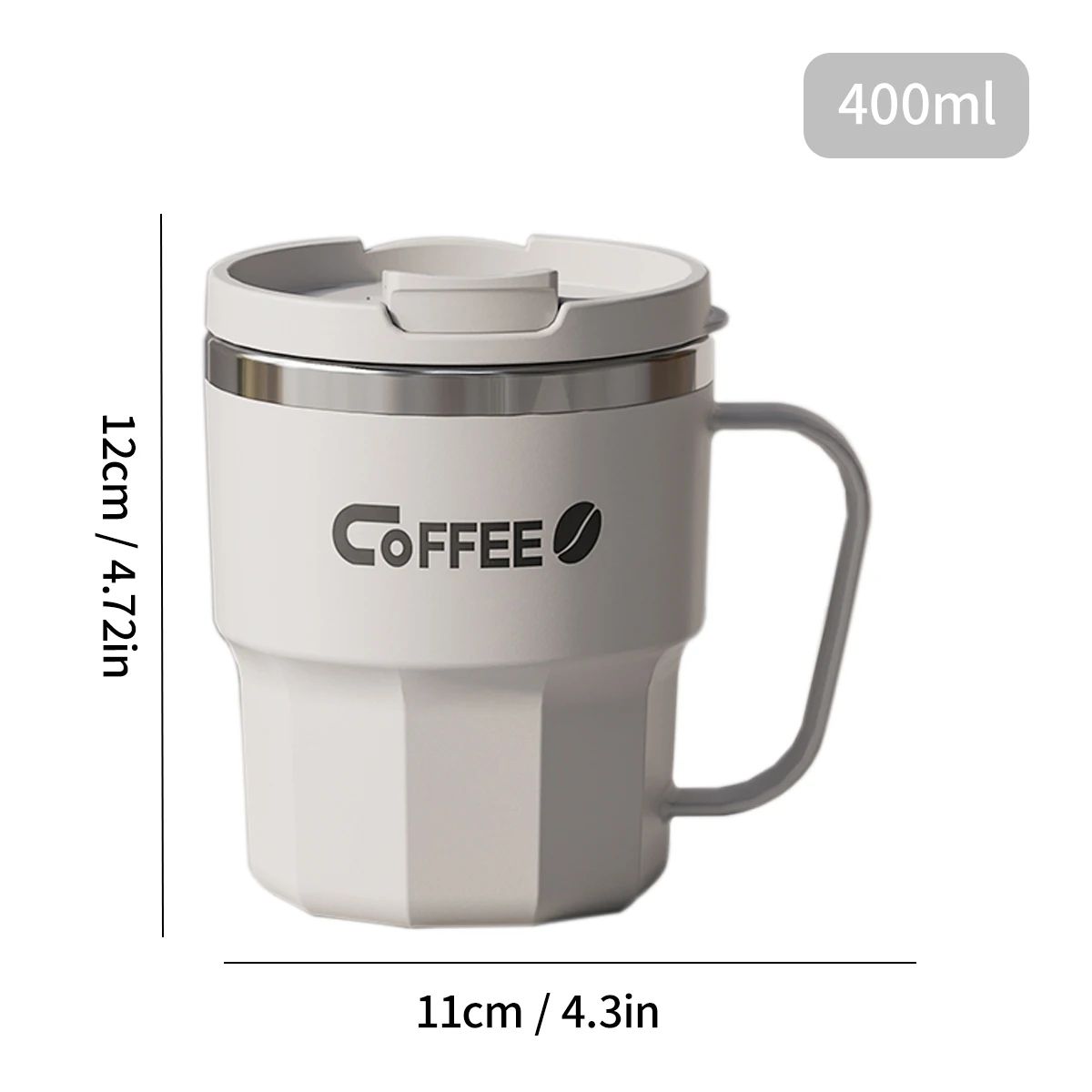 304 Stainless Steel Double Wall Insulated Coffee Mug – Leakproof Thermal Drink Cup 13.5 fl oz