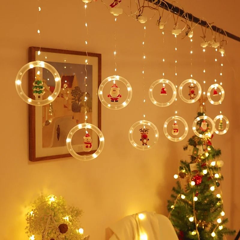 LED Round Curtain String Lights with Remote Control