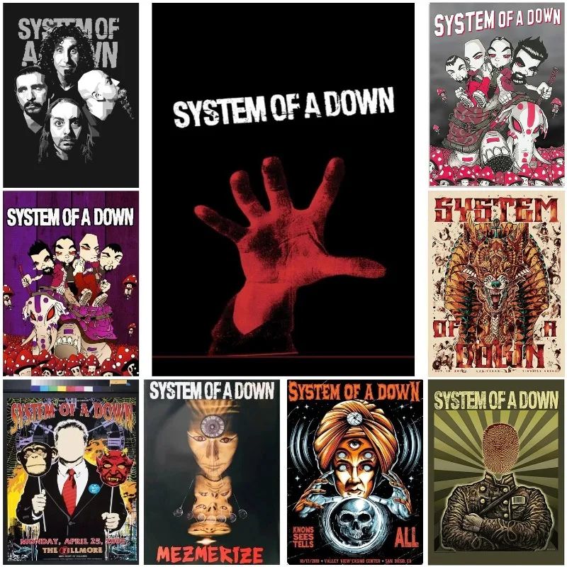 System Of A Down Band Poster Canvas Wall Art for Music Room Decor