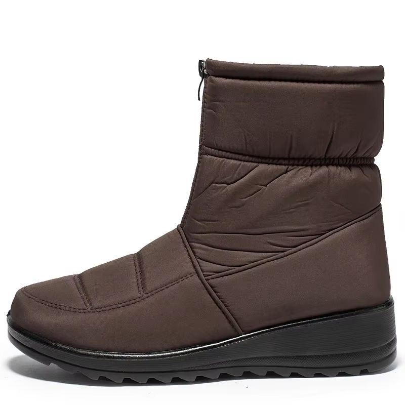 Women's Waterproof Winter Snow Boots – Warm Plush Ankle Booties with Front Zipper & Non-Slip Sole