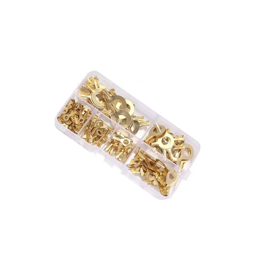 Terminal Block Wire Connector Set O-type Ground Lugs Cold-Pressed Copper Tab