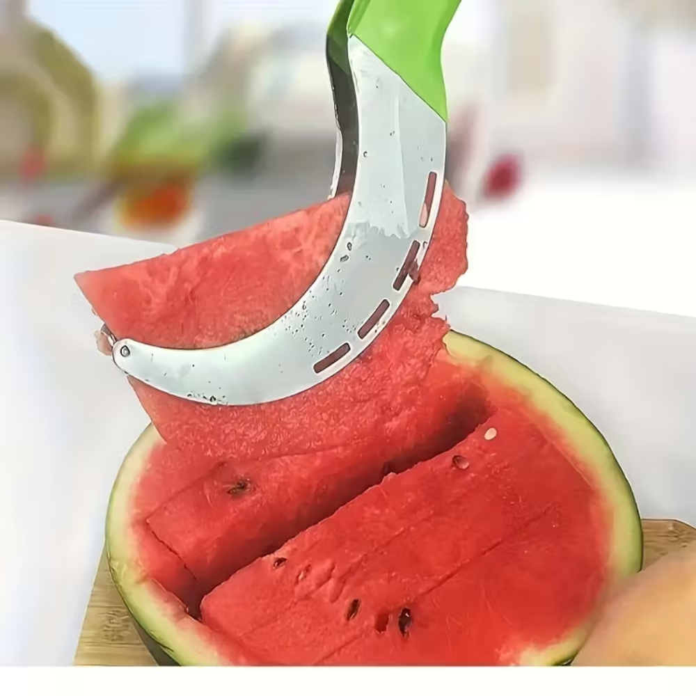 Stainless Steel Watermelon Slicer & Fruit Cutter Perfect for Pitaya, Papaya, and Soft Fruits