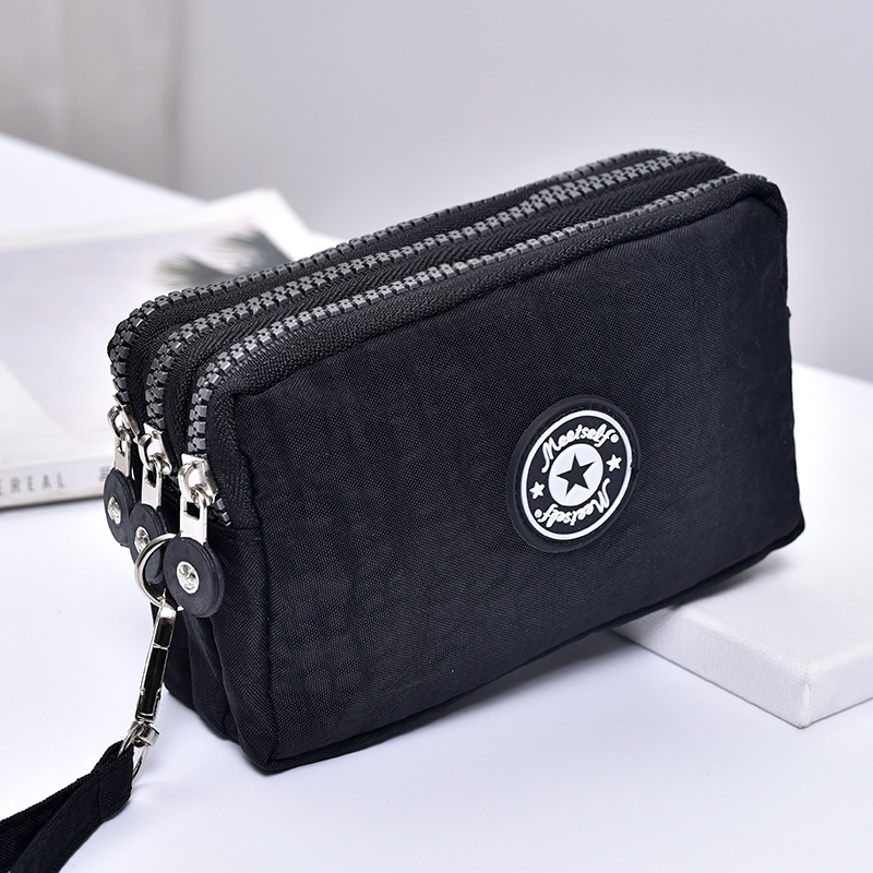 Women's handbag, Thickened three-layer long, Wrist mobile phone bag, Cute washable cloth, zipper pocket purse