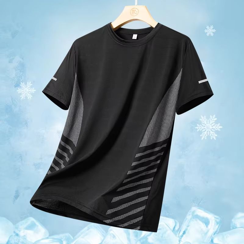 Men's Ice Silk Quick-Dry Reflective Running T-Shirt - Breathable Fitness Top (Up to 5XL)