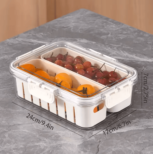 Portable Snack Tray with Handle and Divided Veggie Serving Container