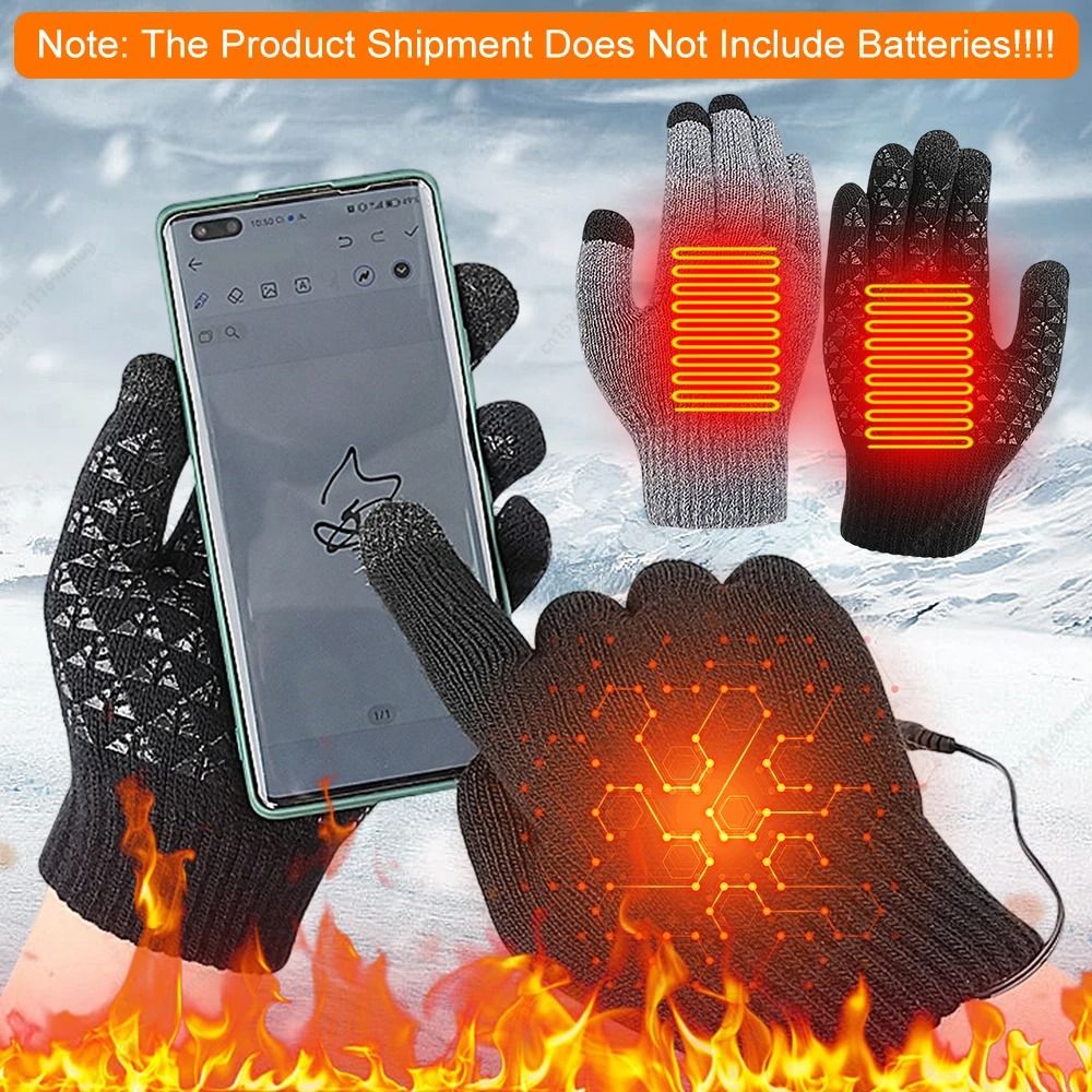 ThermaKnit USB Heated Gloves Full Finger Touch Screen Winter Gloves