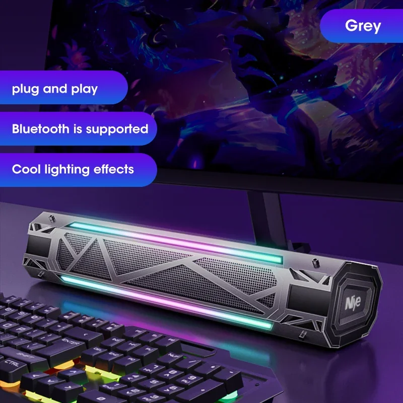 Niye Bluetooth Computer Speaker with RGB Lighting, Surround Sound Subwoofer – Wired & USB Powered Audio System