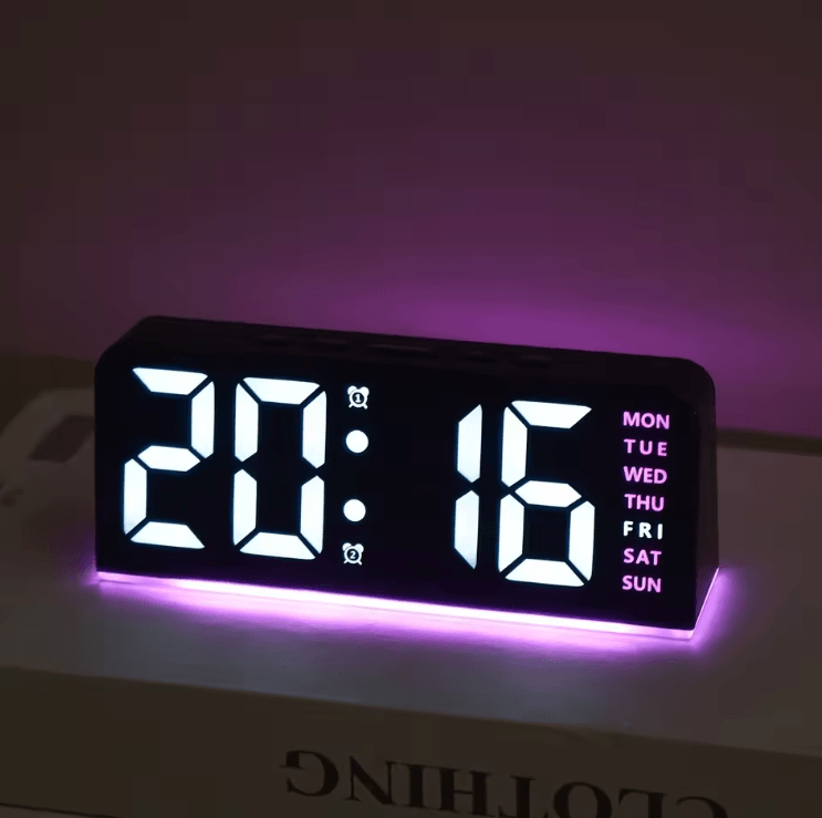 Digital LED Alarm Clock with Dual Alarms & Night Light – Modern Bedside Desk Clock with Date Display