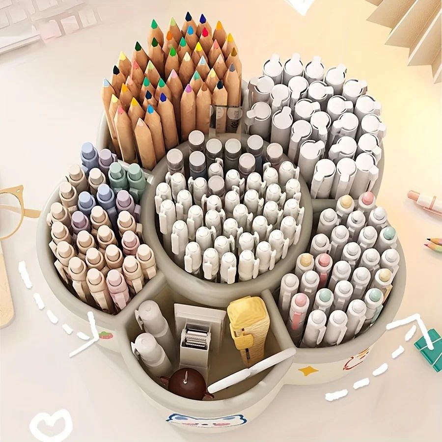 360° Rotating Multi-Compartment Desk Organizer Caddy