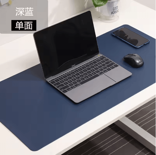 White PU Suede Desk Mat and Mouse Pad Large Non Slip Waterproof Desk Pad