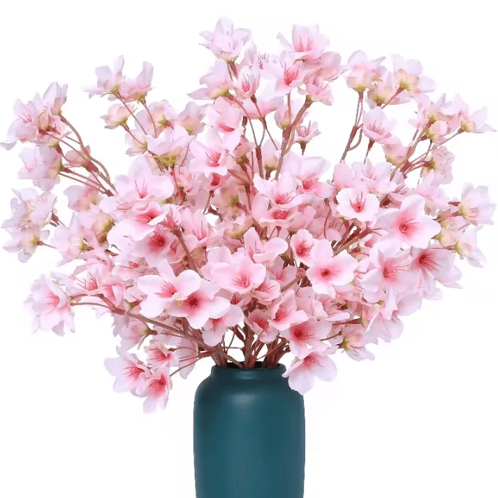 2Pcs Artificial Cherry Blossom Branches – Faux Flower Bouquet Decor for Spring, Wedding, Bedroom & Garden Centerpieces