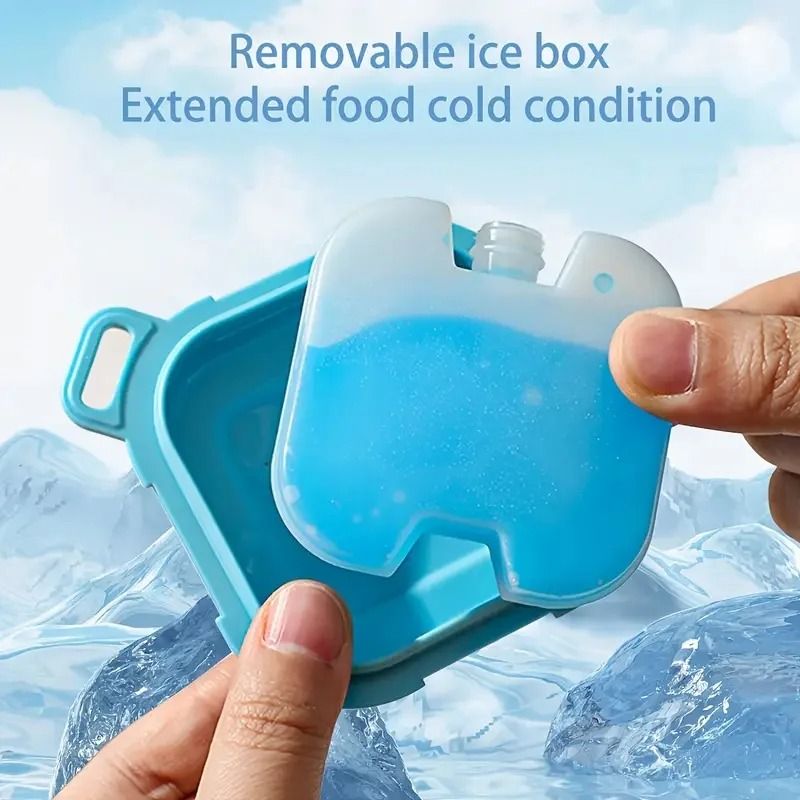 Double-Layer 580ML Salad and Yogurt Cup with Ice Grids and Integrated Spoon