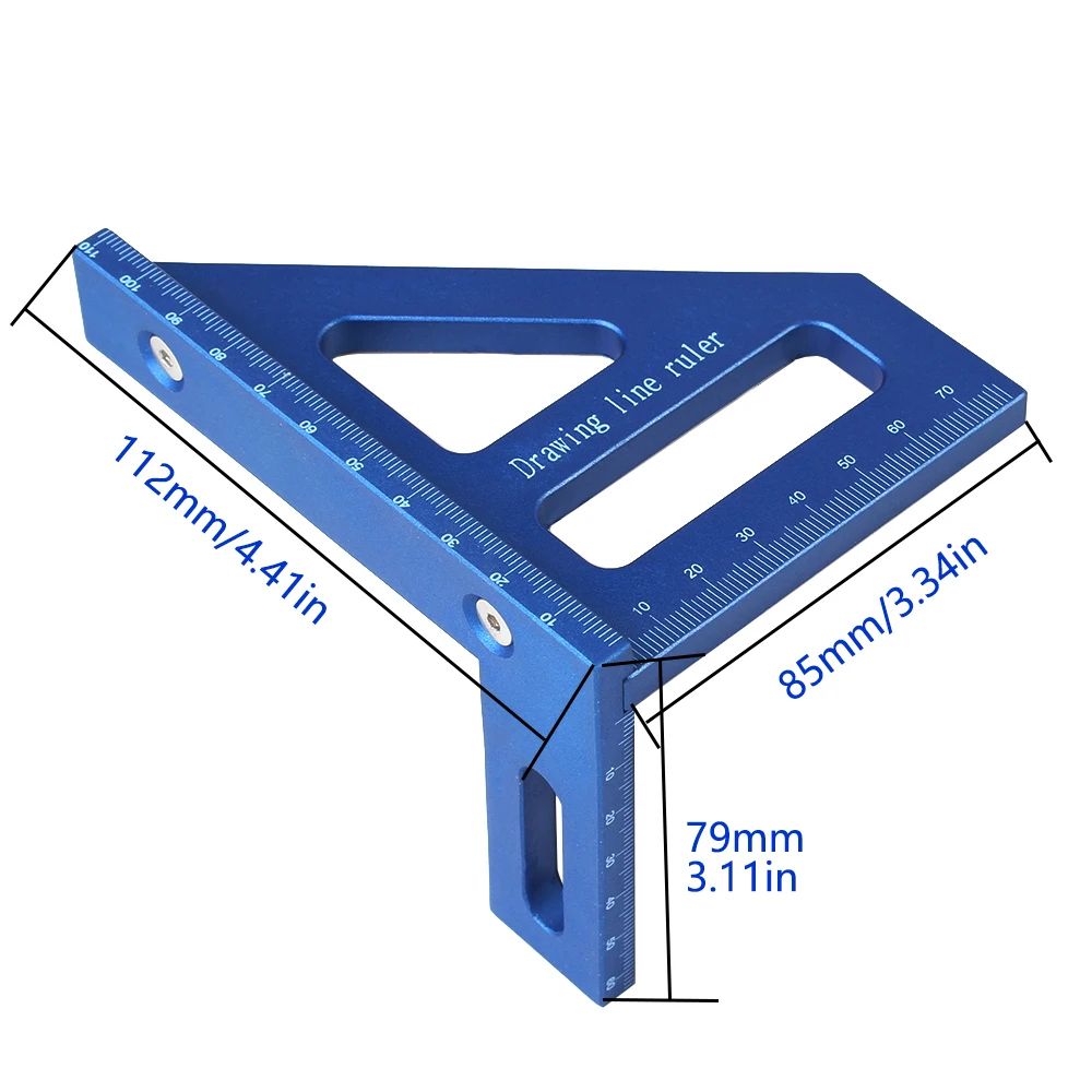 3D Multi-Angle Measuring Ruler – 45°/90° Carpentry Square & Miter Triangle Layout Tool