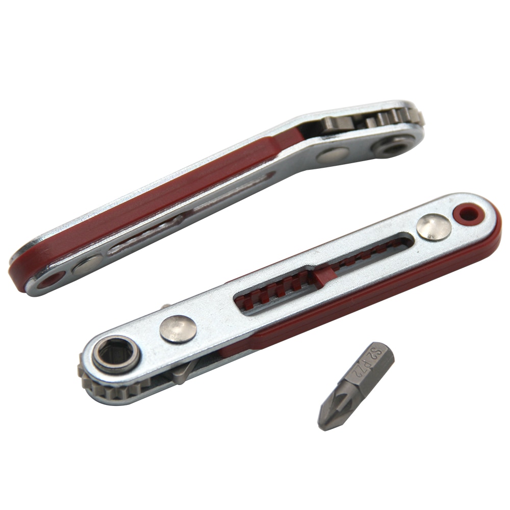 Multifunctional Bidirectional Ratchet Screwdriver Tool with Elbow and Flat Head Wrench