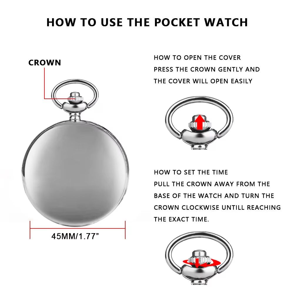Classic Silver Roman Numeral Pocket Watch Necklace