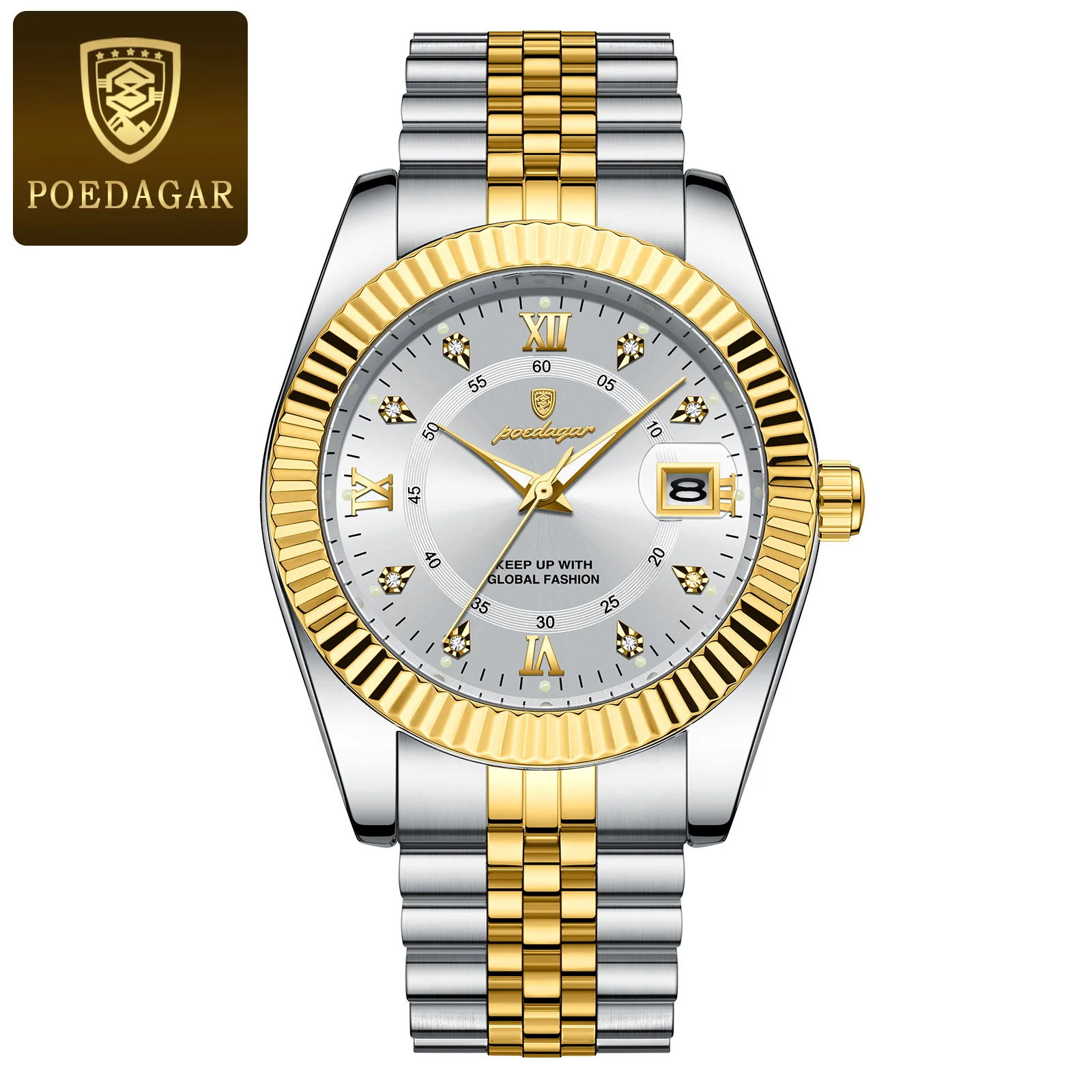 Waterproof Luxury Men's Quartz Watch, Military Date Wristwatch, Stainless Steel Fashion Watch