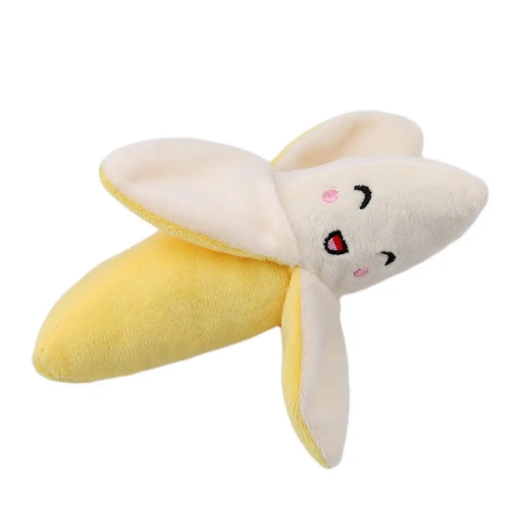 Plush Banana Shape Dog Squeak Toy - Interactive Pet Supply