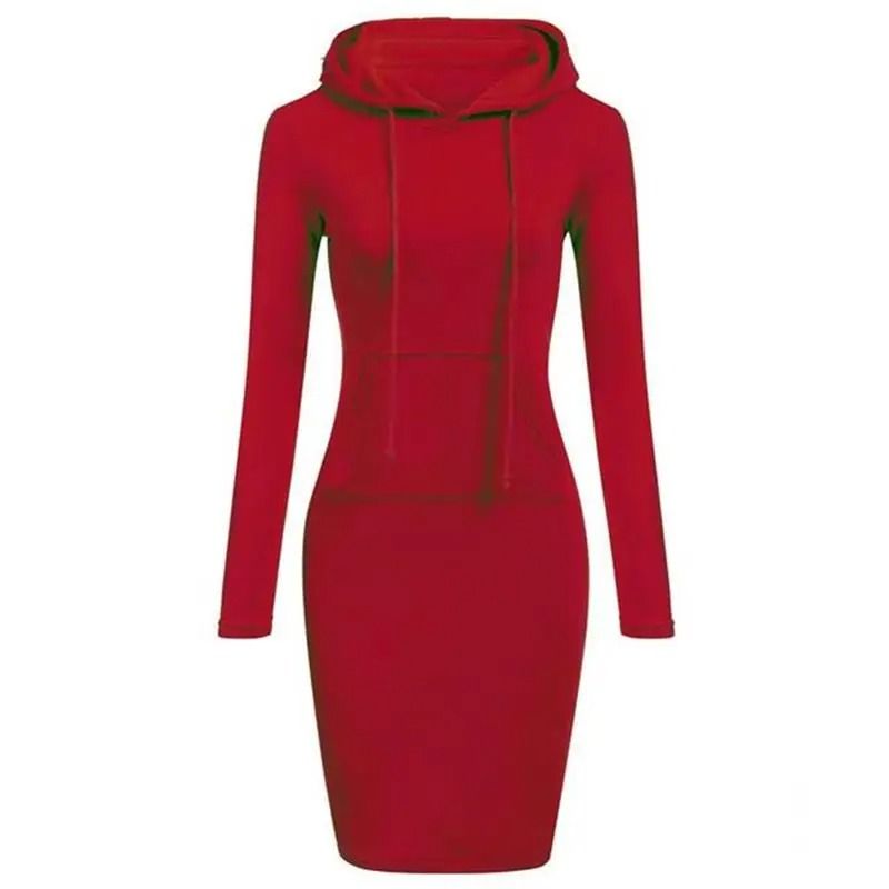 Womens Hooded Dress with Long Sleeves and Cozy Autumn Styling