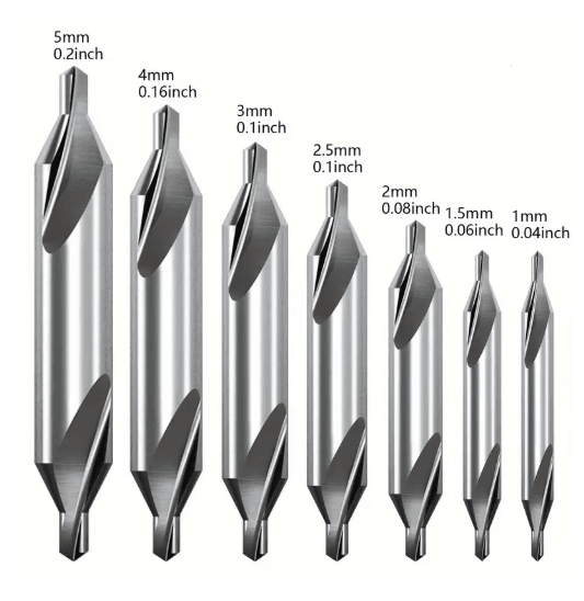 7PCS HSS Center Drill Bits Set 60° Precision Metal Drilling & Lathe Drill Bit Set