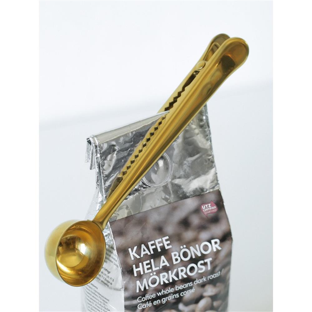 Stainless Steel Coffee Scoop with Sealing Clip, Coffee Powder Measuring Scoop, Tea Milk Powder Scoop