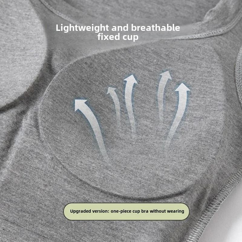 Seamless Built In Bra Tank Top for Women Breathable Sports Vest Combo