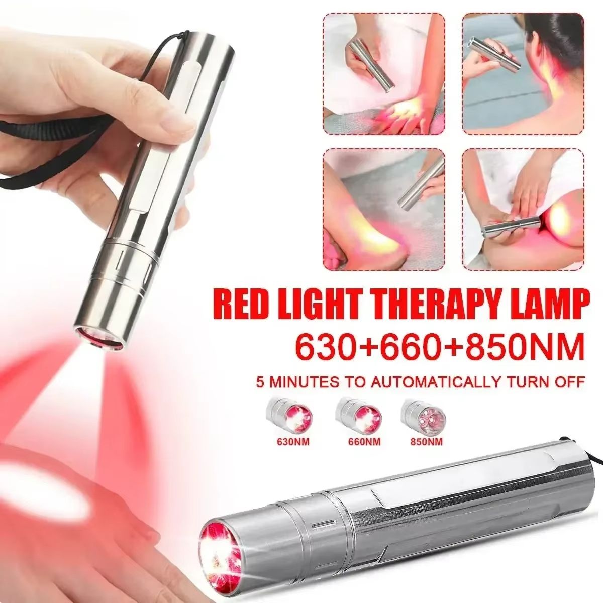 Portable Red Light Therapy Wand – 5 Wavelength Skin Rejuvenation & Pain Relief Device