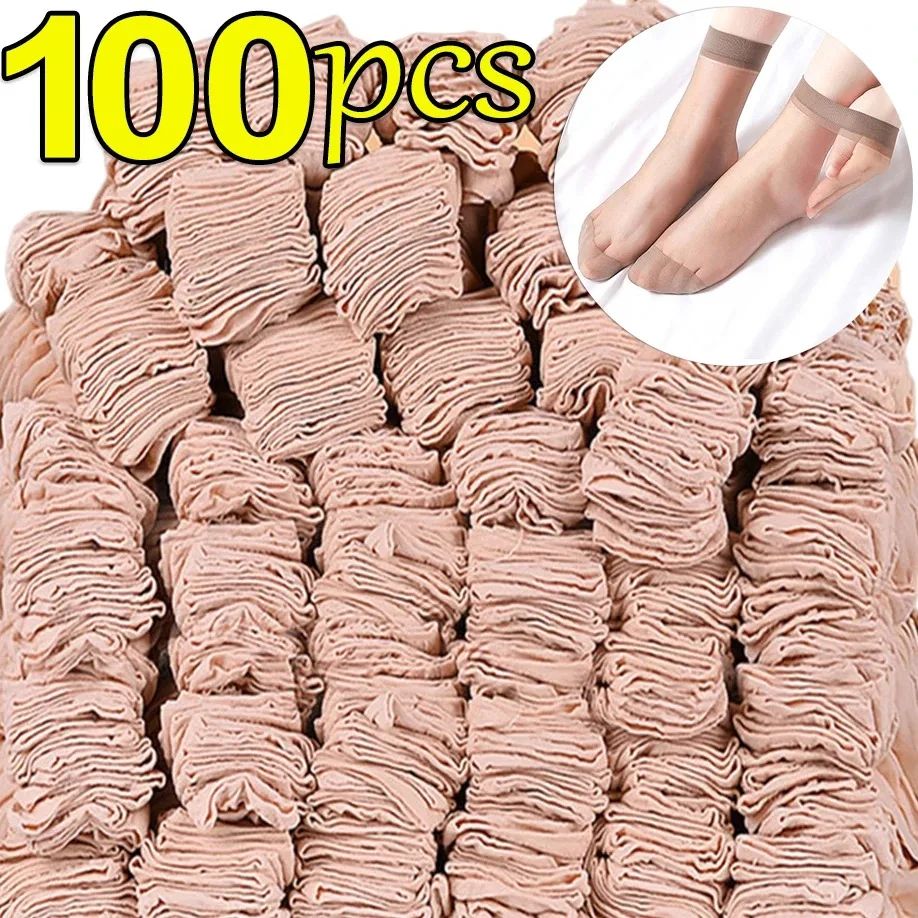 Ultrathin Transparent Ankle Socks for Women Breathable Nylon Summer Crystal Silk Socks