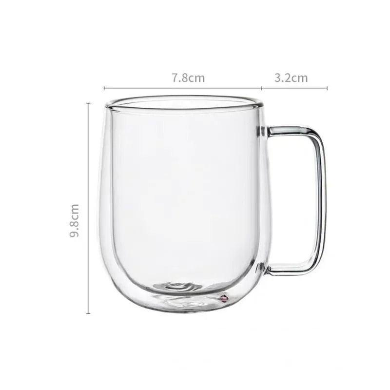 Heat Resistant Double Wall Glass Coffee Mug with Handle