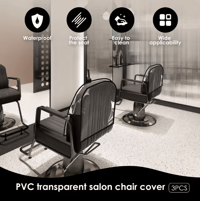 Clear PVC Salon Chair Back Covers Waterproof Chair Protectors 3 Pack