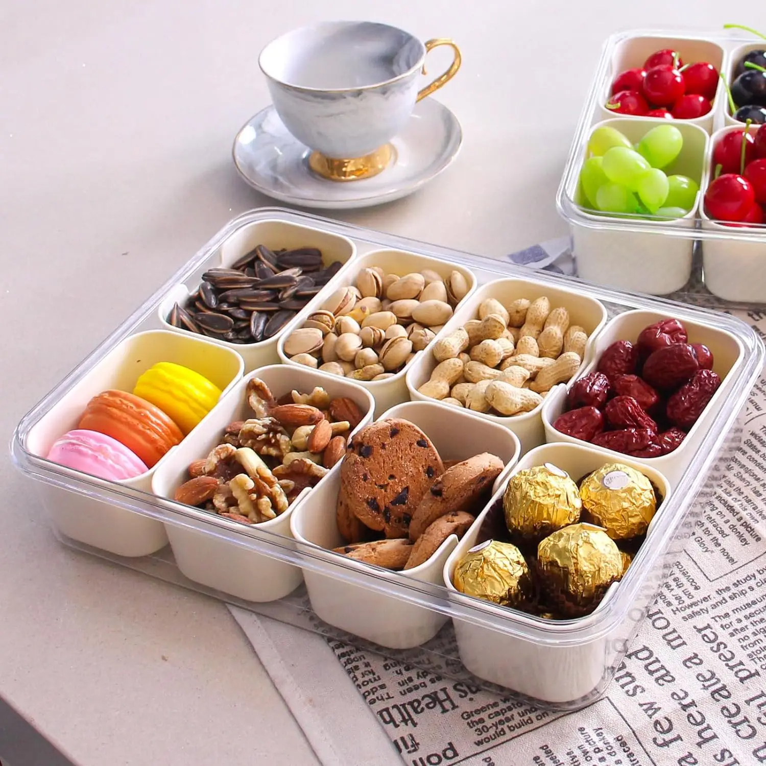 8 Compartments divided serving tray with Handle