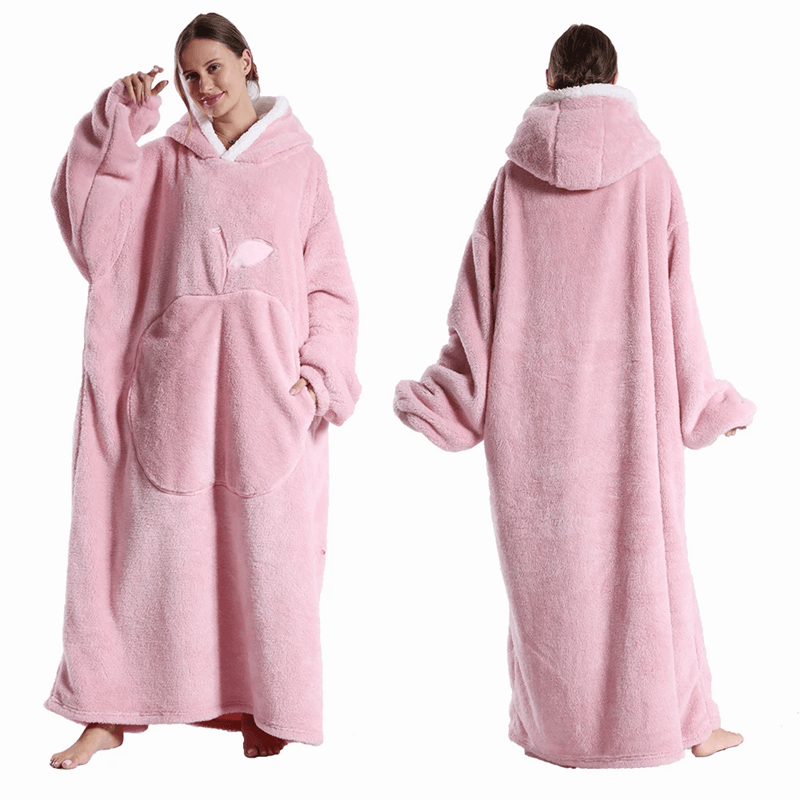 CozyWrap Extra Long Hooded Blanket with Sleeves – Ultra-Soft Winter Wearable Throw